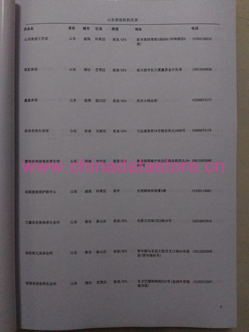 山東美容院企業(yè)黃頁收錄了最新的山東美容院企業(yè)名單，具有極高的營銷價值，實(shí)實(shí)在在提高銷售業(yè)績