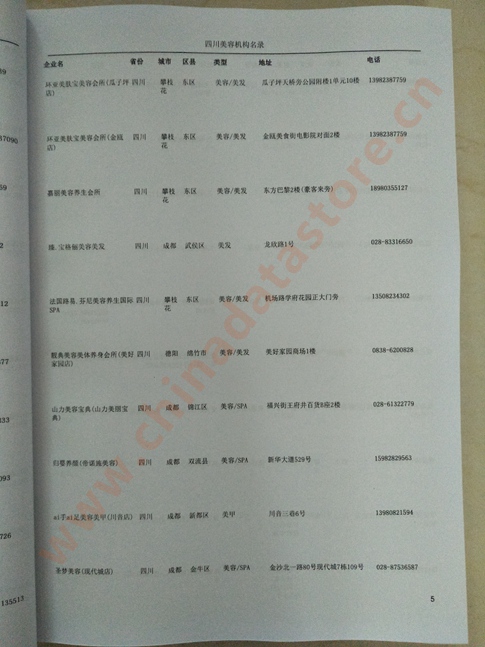 四川美容機構企業(yè)黃頁收錄了最新的四川美容機構企業(yè)名單，具有極高的營銷價值，實實在在提高銷售業(yè)績
